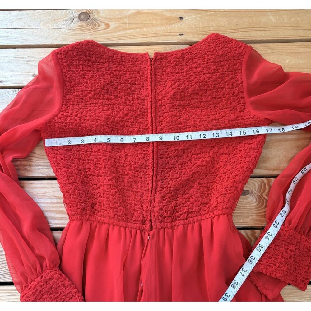 Vintage Rona New York Women’s Long Sleeve Midi Dress Size 10 Red T6 - Picture 7 of 9